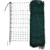 Kerbl Geflügelnetz (E-fähig, 15m x 106cm, 6 Pfähle, m. Doppelspitze) grün 292274