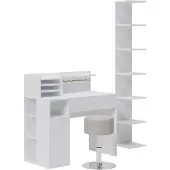 Vicco Schreibtisch Weiß 3 Teile, mit Bücherregal und Hocker, Model 41639