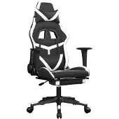 Syfax Gaming-Stuhl mit Massage & Fußstütze Schwarz & Weiß Kunstleder