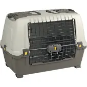 MPS TRIXIE Skudo Car, Fester Transportbox, Auto-Haustiertransportbox, Hund, Frontlader, Sand, Graubraun, Einfarbig