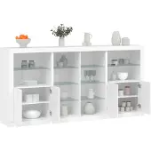 vidaXL Sideboard mit LED-Leuchten Weiß 202x37x100 cm