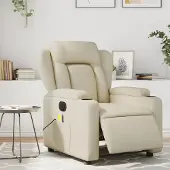 vidaXL Massagesessel Fernsehsesel Elektrisch Creme Kunstleder 3204538