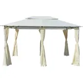 Syfax Gartenpavillon mit Gardinen 4x3 m Weiß