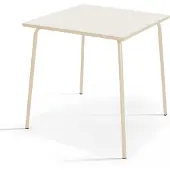 Oviala Quadratischer Gartentisch aus Metall Elfenbein - Palavas