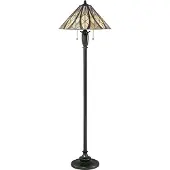 QUOIZEL Tiffany Victory Bronze Glas Valiant Stehleuchte 2 Lichter E27