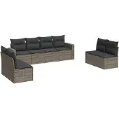 vidaXL 8-tlg. Garten-Sofagarnitur mit Kissen Grau Poly Rattan