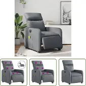 The Living Store Massagesessel Elektrisch Grau Kunstleder