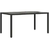 vidaXL Gartentisch mit Glasplatte Schwarz 150x90x75 cm Poly Rattan
