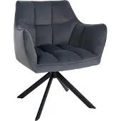 CLP Esszimmerstuhl drehbar Swing, Küchenstuhl mit Armlehnen und Rückstellfunktion schwarz Gestell Farbe schwarz