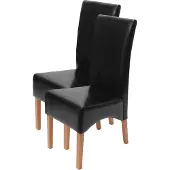 Mendler 2er-Set Esszimmerstuhl Crotone, LEDER schwarz, helle Beine