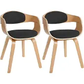 CLP 2er Set Stühle Kingston Stoff mit Polsterung und robustem Holzgestell natur/dunkelgrau Gestell Farbe natur