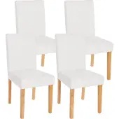 Mendler 4er-Set Esszimmerstuhl Stuhl Küchenstuhl Littau Kunstleder, weiß matt, helle Beine