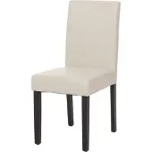 Mendler Esszimmerstuhl Littau, Küchenstuhl Stuhl, Kunstleder weiß, dunkle Beine