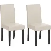 MCW 2er-Set Esszimmerstuhl Stuhl Küchenstuhl Littau Kunstleder, weiß, dunkle Beine
