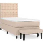 vidaXL Boxspringbett mit Matratze Cappuccino-Braun 90x190cm Kunstleder