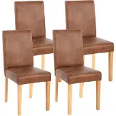 MCW 4er-Set Esszimmerstuhl Stuhl Küchenstuhl Littau Textil, WildKunstleder, helle Beine