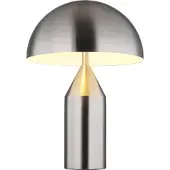 Globo Lighting Tischleuchte Metall Nickel matt, Metall Nickel matt, weiß matt, Kabel PVC schwarz, Wippschalter am Kabel, ø: 280mm, H: 390mm, Kabellänge 1500mm, exkl. 2x E27 40W 230V