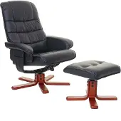 Mendler Relaxsessel MCW-E30, Fernsehsessel Liegesessel TV-Sessel mit Hocker Kunstleder schwarz