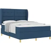 vidaXL Boxspringbett mit Kopfteil Blau 200 x 160 cm Stoff