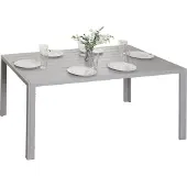 MCW Alu-Esstisch MCW-N40, Tisch Bistrotisch Gartentisch Balkontisch, wetterfest 140x80cm hellgrau