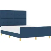 Syfax Bettgestell mit Kopfteil Blau 160 x 200 cm Stoff