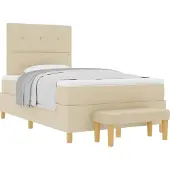 Syfax Boxspringbett mit Kopfteil Creme 200 x 120 cm Stoff