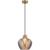 Globo Lighting Hängeleuchte Metall goldfarben matt, Glas rauchfarben, Kabel Textil schwarz, Höhe kürzbar, ø: 250mm, H: 1200mm, exkl. 1x E27 60W 230V