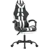 Syfax Gaming-Stuhl mit Fußstütze Drehbar Schwarz & Weiß Kunstleder