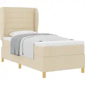 Syfax Boxspringbett mit Matratze mit Kopfteil Creme 200 x 90 cm Stoff