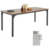 Vevor Rechteckiger Esstisch Küchentisch Holztisch (180 cm / 136,1 kg belastbar) für 6–8 Personen, Bauernhaus-Esszimmermöbel mit Eisenbeinen