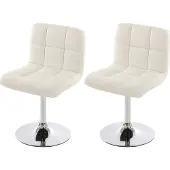 MCW 2er-Set Esszimmerstuhl Drehstuhl Stuhl Cadiz Kunstleder Chrom weiß