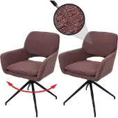 Mendler 2er-Set Esszimmerstuhl MCW-N74, Küchenstuhl, drehbar Auto-Return, Stoff Bouclé (540g/m²) hellbraun