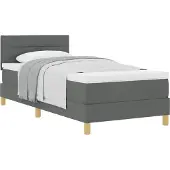 Syfax Boxspringbett mit Kissen Dunkelgrau 90 x 190 cm Stoff