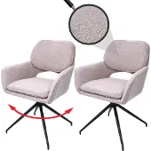 Mendler 2er-Set Esszimmerstuhl MCW-N74, Küchenstuhl, drehbar Auto-Return, Stoff Bouclé (540g/m²) beige