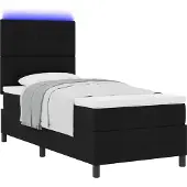 Syfax Boxspringbett mit Matratze mit LED Schwarz 90 x 190 cm Stoff