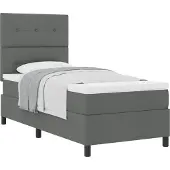 vidaXL Boxspringbett mit Matratze Dunkelgrau 90 x 190 cm Stoff