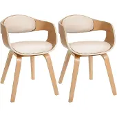 CLP 2er Set Stühle Kingston Kunstleder Mit Holzgestell natur/creme