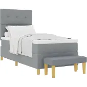 Syfax Boxspringbett mit Kopfteil Hellgrau 200 x 90 cm Stoff