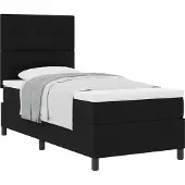 vidaXL Boxspringbett mit Kopfteil Schwarz 90 x 200 cm Stoff