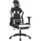 Syfax Gaming-Stuhl mit Fußstütze Schwarz und Weiß Kunstleder