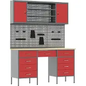 Syfax Werkbank mit Schubladen 8 pcs Rot Ingenieure Holz und Stahl