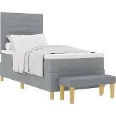 Syfax Boxspringbett mit Kopfteil Hellgrau 200 x 100 cm Stoff