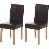 Mendler 2er-Set Esszimmerstuhl Stuhl Küchenstuhl Littau Kunstleder, braun, helle Beine