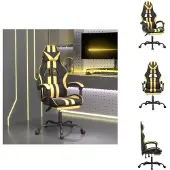 vidaXL Gaming-Stuhl mit Fußstütze Schwarz und Golden Kunstleder - Gaming-Sessel