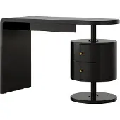 Vicco Schreibtisch Lara Schwarz Hochglanz 120 x 50 cm mit 2 Schubladen, Model 50032