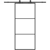 Syfax Schiebetür mit Beschlag Schwarz 90x205 cm ESG-Glas