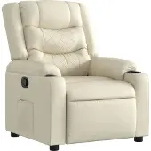Syfax Relaxsessel Creme Kunstleder mit manueller Liegefunktion, dick gepolstert, 77x93x99 cm (B x T x H)
