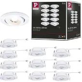 Paulmann LED-Einbaulampe weiß Ø 8cm 4,8W 3-step-dim 10er-Set, dimmbar, weiß / opal, für Wohn- / Esszimmer, Kunststoff, Modern