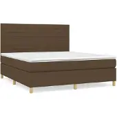 Syfax Boxspringbett mit Matratze Dunkelbraun 180x200 cm Stoff