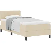 Syfax Boxspringbett mit Kissen mit Kopfteil Creme 90 x 200 cm Stoff